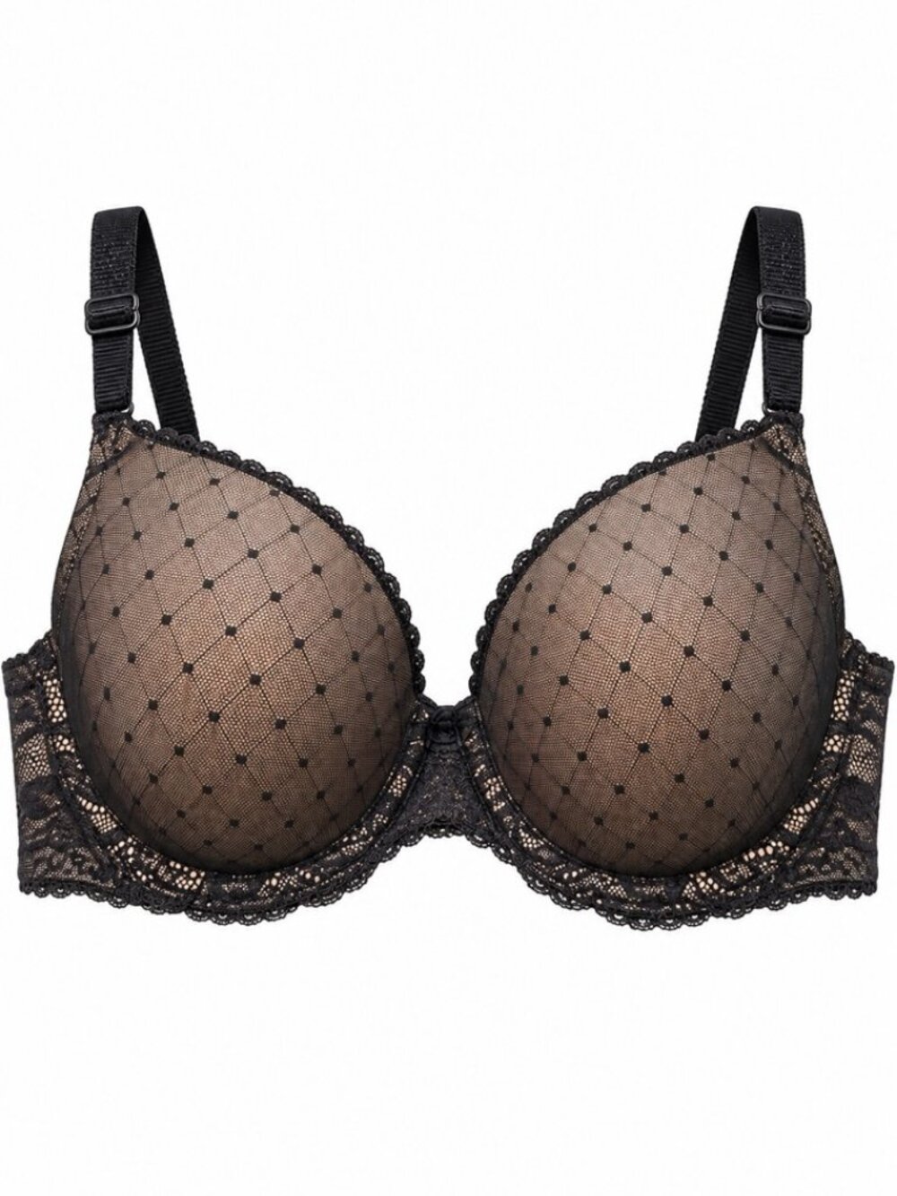NWOT Wacoal Reveal 853115 Contour Underwire Bra 38C Black Lace Padded